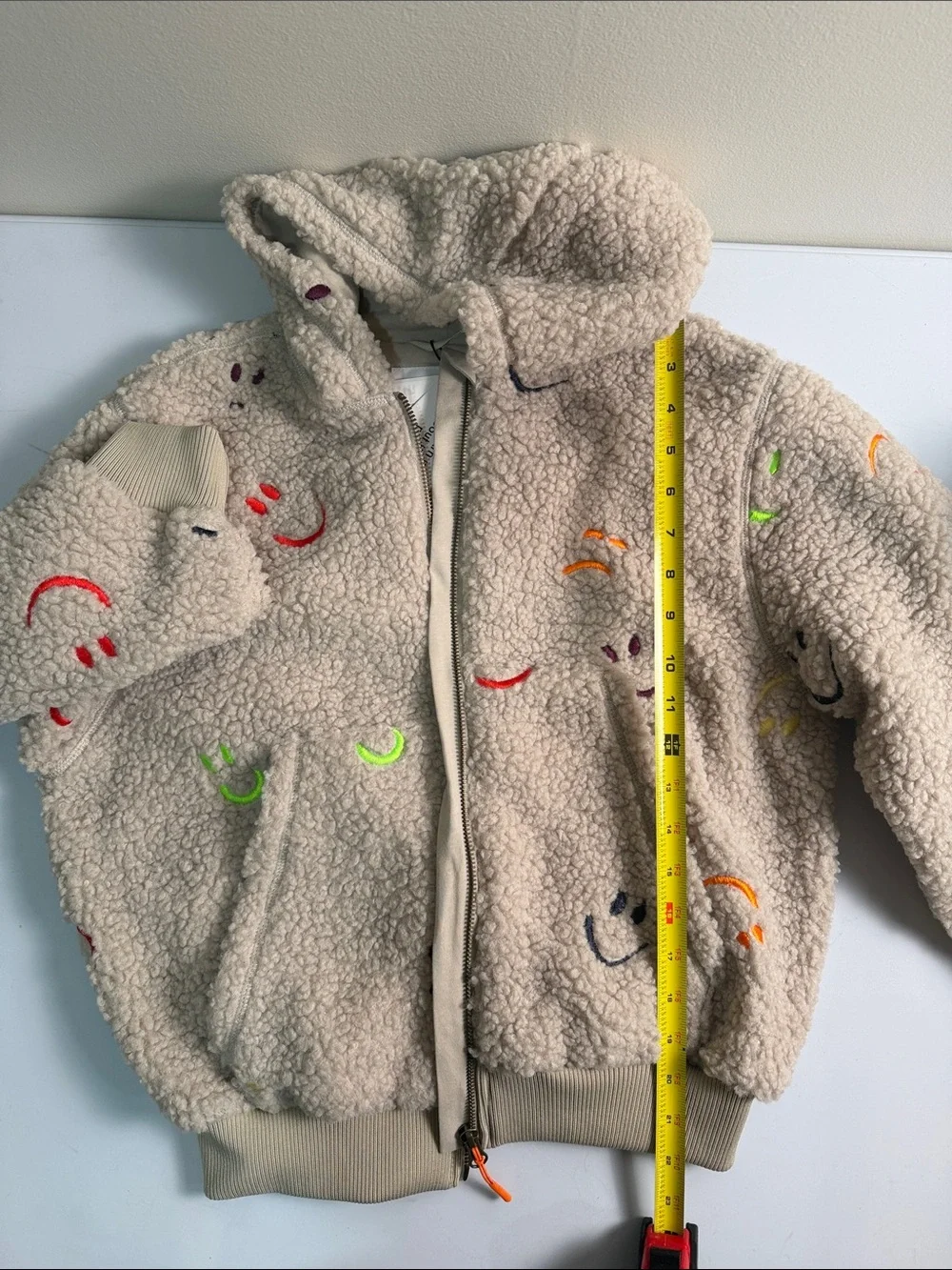 MOLO Kids Unisex Tan Sherpa Zip Hoodie Embroidered sz 10 NWT